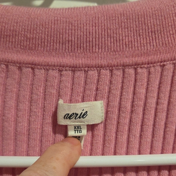 Aerie Pink Ribbed Cardigan Sweater - Picture 2 of 4